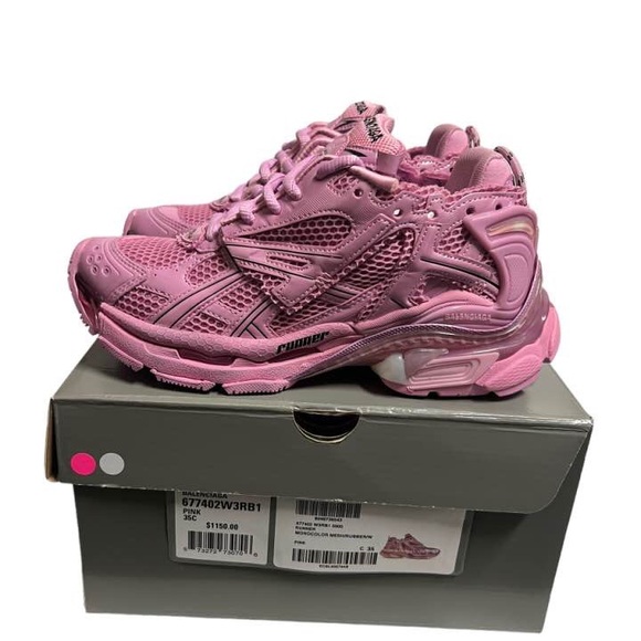 Balenciaga Runner Track Low Top Platform Sneakers Triple Pink - US 5 WMNS - Picture 7 of 12